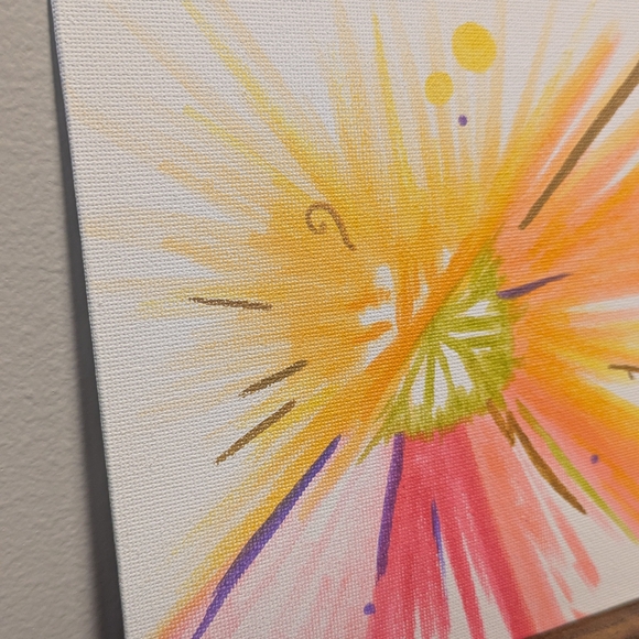 "Limelight": Artisan Handmade 6" Abstract Burst Canvas Art - Picture 4 of 6